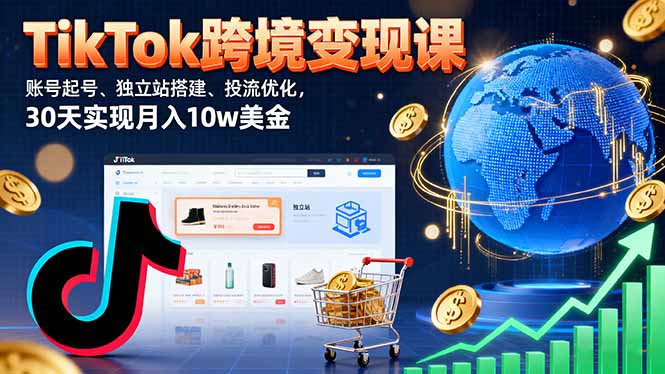 TikTok跨境变现课：账号起号、独立站搭建、投流优化，30天实现月入10w美金 - 宏盛创业网-宏盛创业网