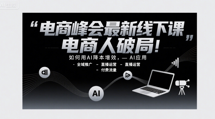 电商峰会最新线下课，电商人破局，如何用AI降本增效，AI应用-全域推广-直播运营-付费流量 - 宏盛创业网-宏盛创业网
