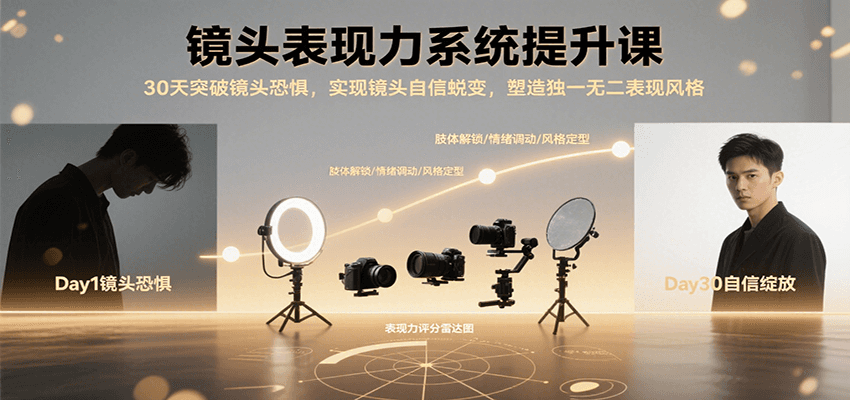 镜头表现力系统提升课，30天突破镜头恐惧实现自信蜕变，塑造独一无二表现风格 - 宏盛创业网-宏盛创业网