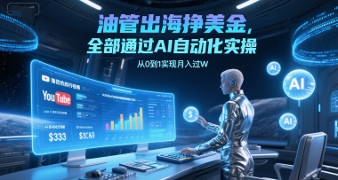 油管出海挣美金，全部通过AI自动化实操，从0到1实现月入过W - 宏盛创业网-宏盛创业网