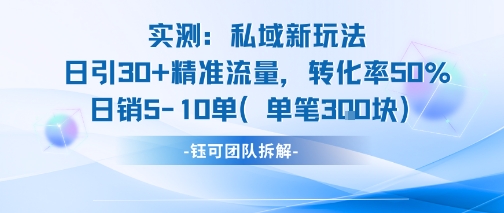 实测私域新玩法日引30加精准流量转化率50%日销5-10单每笔3张 - 宏盛创业网-宏盛创业网