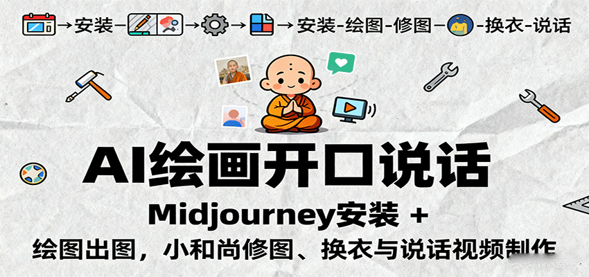 AI绘画开口说话，Midjourney安装 + 绘图出图，小和尚修图、换衣与说话视频制作 - 宏盛创业网-宏盛创业网