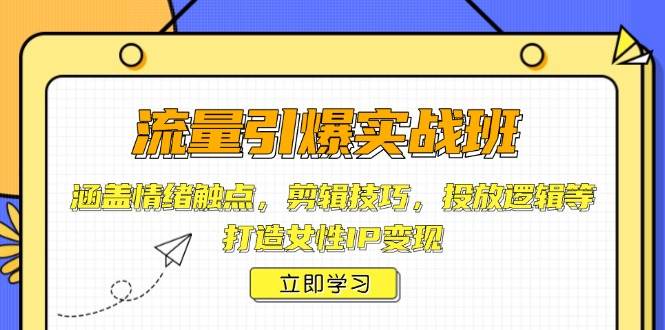 流量引爆实战班，涵盖情绪触点，剪辑技巧，投放逻辑等，打造女性IP变现 - 宏盛创业网-宏盛创业网