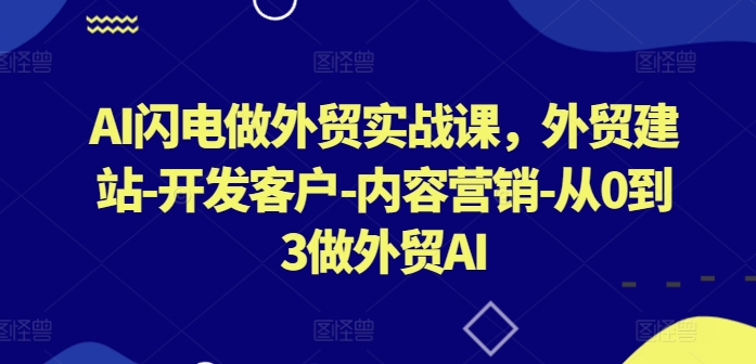AI闪电做外贸实战课，​外贸建站-开发客户-内容营销-从0到3做外贸AI(更新) - 宏盛创业网-宏盛创业网