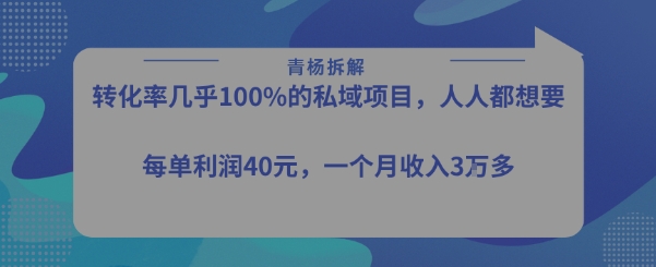 转化率最高的私域项目，每单利润40-50米，月入过1w - 宏盛创业网-宏盛创业网