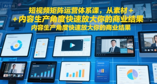 短视频矩阵运营体系课，从素材+内容生产角度快速放大你的商业结果 - 宏盛创业网-宏盛创业网