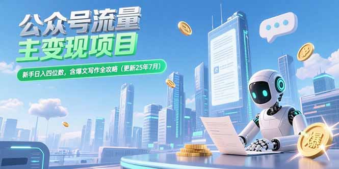 公众号流量主变现项目，新手日入四位数，含爆文写作全攻略(更新25年7月 - 宏盛创业网-宏盛创业网
