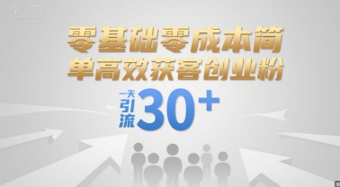 零基础零成本简单高效获客创业粉，一天引流30+ - 宏盛创业网-宏盛创业网