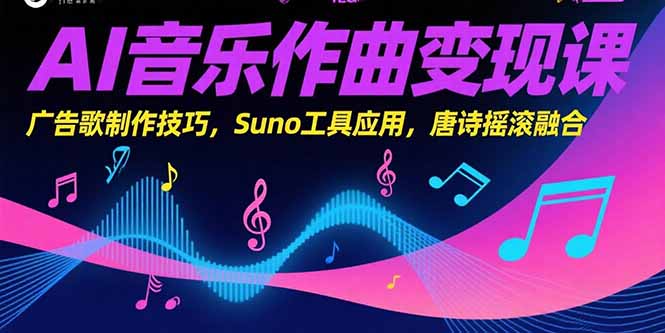 AI音乐作曲变现课，广告歌制作技巧，Suno工具应用，唐诗摇滚融合 - 宏盛创业网-宏盛创业网