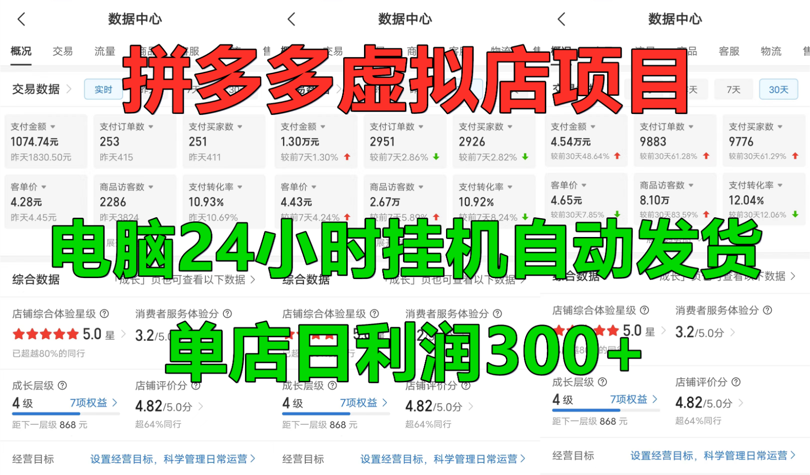 拼多多虚拟店铺项目，电脑挂机自动发货，单店日利润300+ - 宏盛创业网-宏盛创业网