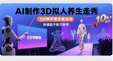 Ai制作3D拟人养生走秀，3分钟手把手教会你，快速起千粉万粉号 - 宏盛创业网-宏盛创业网