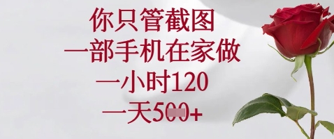 你只管截图，一部手机在家做，苹果安卓都可以，一小时120，一天5张+【揭秘】 - 宏盛创业网-宏盛创业网