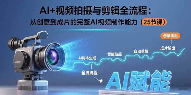 AI+视频拍摄与剪辑全流程：从创意到成片的完整AI视频制作能力(25节课 - 宏盛创业网-宏盛创业网