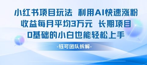 适合小白操作的小红书新项目，利用AI快速涨粉，收益每月平均1W+ - 宏盛创业网-宏盛创业网