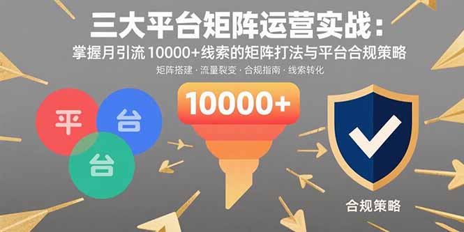 三大平台矩阵运营实战：掌握月引流10000+线索的矩阵打法与平台合规策略 - 宏盛创业网-宏盛创业网