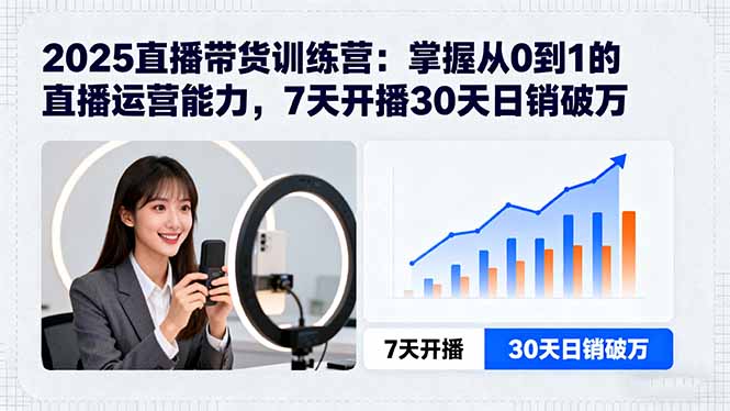 2025直播带货训练营：掌握从0到1的直播运营能力，7天开播30天日销破万 - 宏盛创业网-宏盛创业网