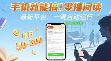 手机就能搞！零撸阅读挂G，最新平台，一键自动运行，随时随地挣，单日50-3张+【揭秘】 - 宏盛创业网-宏盛创业网