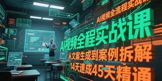 AI视频全流程实战课，从文案生成到案例拆解，14天速成45天精通 - 宏盛创业网-宏盛创业网