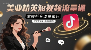 美业精英短视频流量课，掌握抖音流量密码，天天有询单，条条有转化 - 宏盛创业网-宏盛创业网