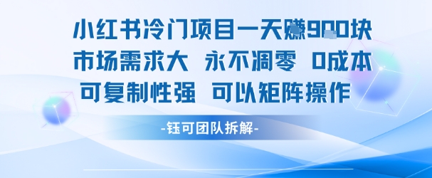 小红书冷门项目一天收益9张，市场需求大，0成本，可复制性强可以矩阵操作 - 宏盛创业网-宏盛创业网