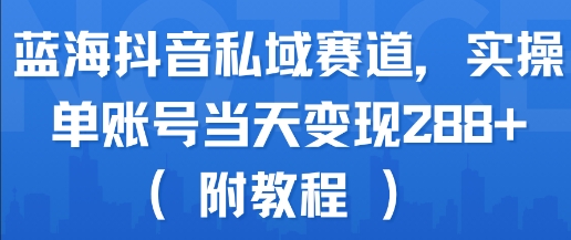 蓝海抖音私域赛道，实操单账号当天变现288+(附教程) - 宏盛创业网-宏盛创业网