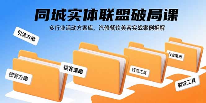 同城实体联盟破局课，多行业活动方案库，汽修餐饮美容实战案例拆解 - 宏盛创业网-宏盛创业网