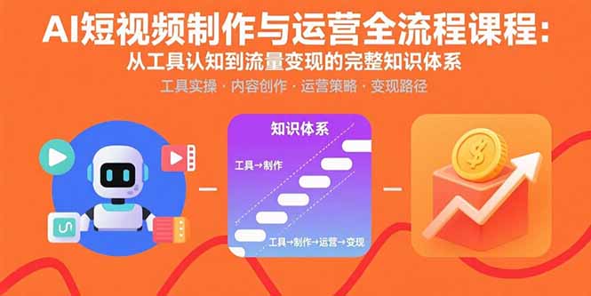 AI短视频制作与运营全流程课程：从工具认知到流量变现的完整知识体系 - 宏盛创业网-宏盛创业网