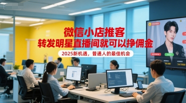 微信小店推客，转发明星直播间就可以挣佣金，2025新机遇，普通人的最佳机会 - 宏盛创业网-宏盛创业网
