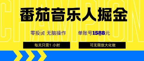 番茄音乐人掘金，单账号最高可撸1k+，可无限矩阵去做，零投入 - 宏盛创业网-宏盛创业网