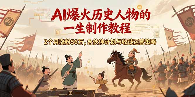 AI历史人物赛道课程，2个月涨粉56万，含伙伴计划与收徒运营策略 - 宏盛创业网-宏盛创业网