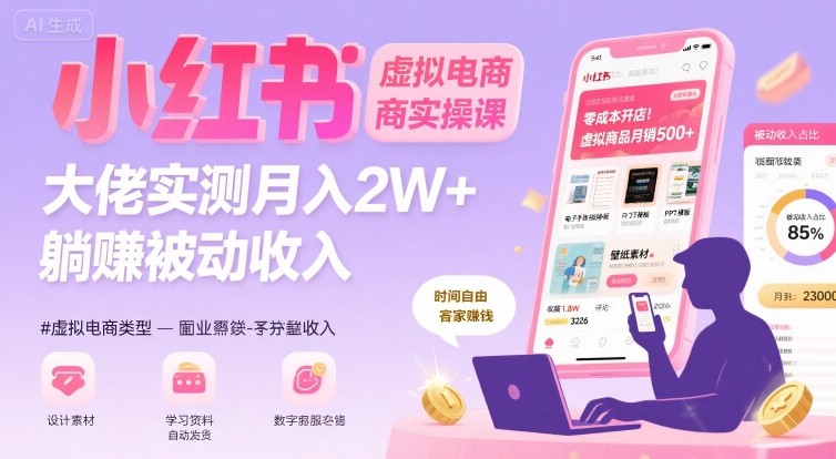 小红书虚拟电商，大佬实测月入2W+，实现被动收入 - 宏盛创业网-宏盛创业网