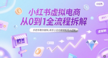 小红书虚拟电商从0到1全流程拆解，手把手教你复制，新手小白也能轻松月入过W - 宏盛创业网-宏盛创业网