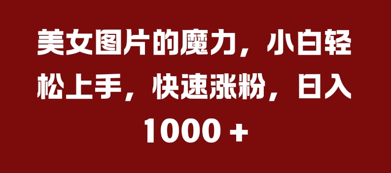 美女图片的魔力，小白轻松上手，快速涨粉，日入几张【揭秘】 - 宏盛创业网-宏盛创业网