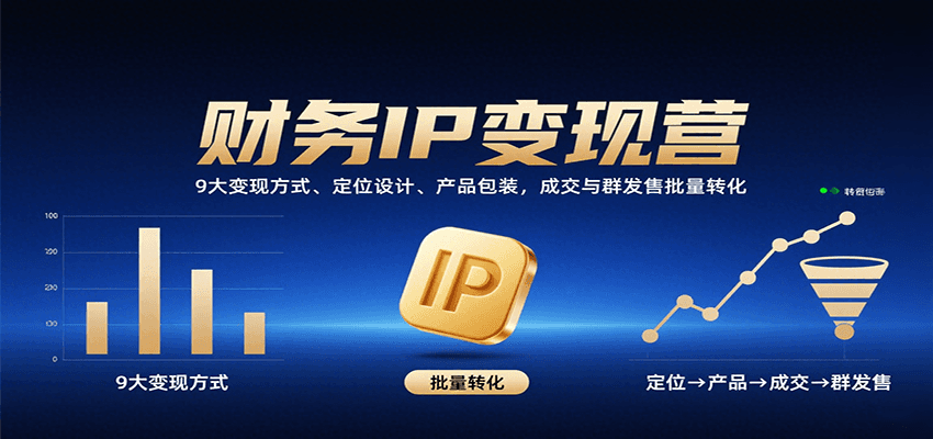 财务IP变现营：9大变现方式、定位设计、产品包装，成交与群发售批量转化 - 宏盛创业网-宏盛创业网