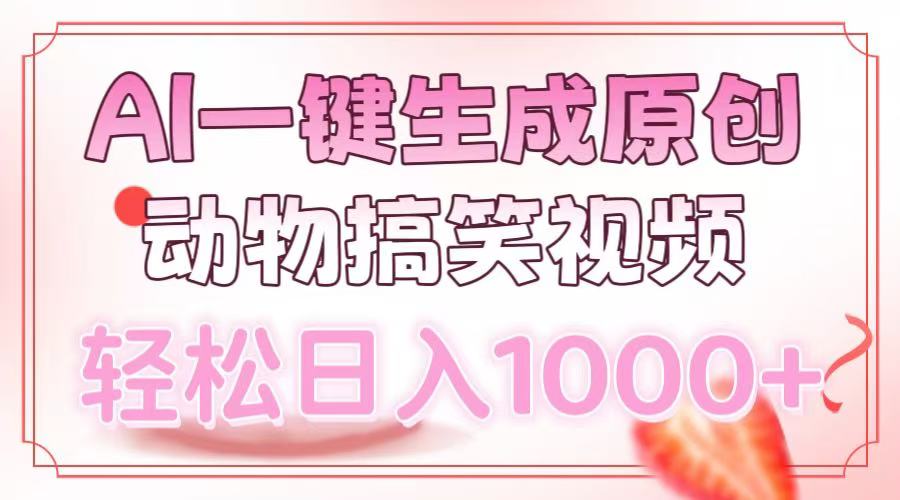 AI一键生成原创动物搞笑视频，轻松日入1000+ - 宏盛创业网-宏盛创业网