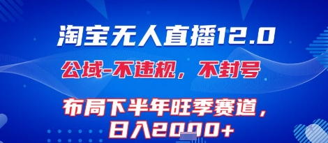淘宝无人直播12.0，不封号，不违规，布局下半年旺季赛道，日入1k+(独家技术)【揭秘】 - 宏盛创业网-宏盛创业网