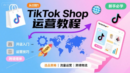 TikTok Shop从0到1运营教程，TikTok跨境电商新手必学课程 - 宏盛创业网-宏盛创业网