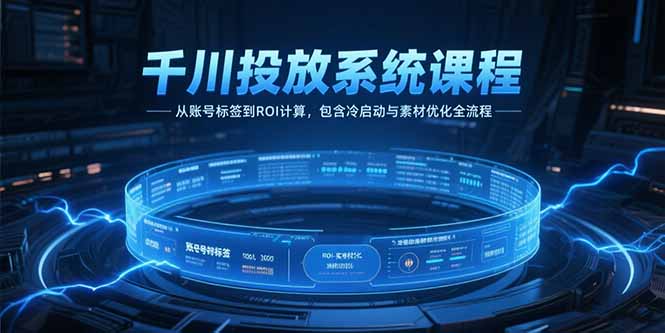 千川投放系统课程，从账号标签到ROI计算，包含冷启动与素材优化全流程 - 宏盛创业网-宏盛创业网