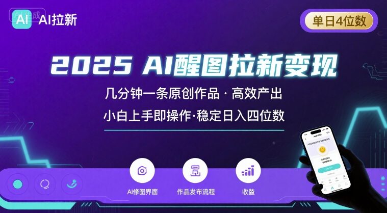 2025最强AI醒图拉新，几分钟一条原创作品，单日收入4位数，小白也能上手操作 - 宏盛创业网-宏盛创业网