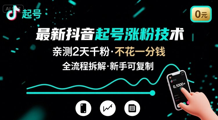 最新抖音起号涨粉技术，亲测2天千粉，不花一分钱，全流程拆解 - 宏盛创业网-宏盛创业网