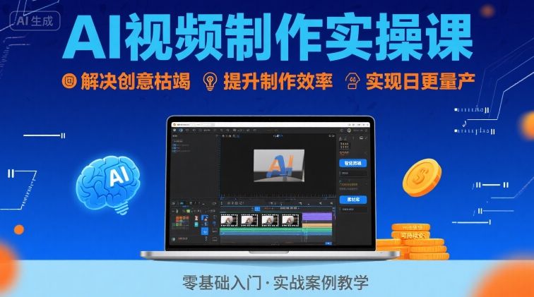 Ai视频制作实操课，解决创意枯竭、效率低下痛点，实现日更量产可持续变现 - 宏盛创业网-宏盛创业网
