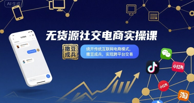 无货源社交电商实操课，绕开传统互联网电商模式，撒豆成兵，实现跨平台交易 - 宏盛创业网-宏盛创业网