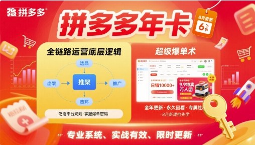 拼多多年卡【8月更新6节】拼多多全链路运营底层逻辑，超级爆单术 - 宏盛创业网-宏盛创业网