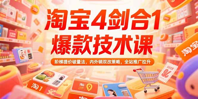 淘宝4剑合1爆款技术课73期：阶梯提价破量法，内外销双改策略 全站推广拉升 - 宏盛创业网-宏盛创业网