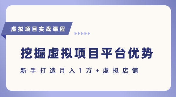 抓住虚拟项目各平台优势，新手轻松月入1W+(给出具体建议) - 宏盛创业网-宏盛创业网