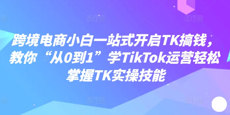 跨境电商小白一站式开启TK搞钱，教你“从0到1”学TikTok运营轻松掌握TK实操技能 - 宏盛创业网-宏盛创业网