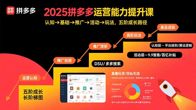 2025拼多多运营能力提升课：认知→基础→推广→活动→玩法，五阶成长路径 - 宏盛创业网-宏盛创业网