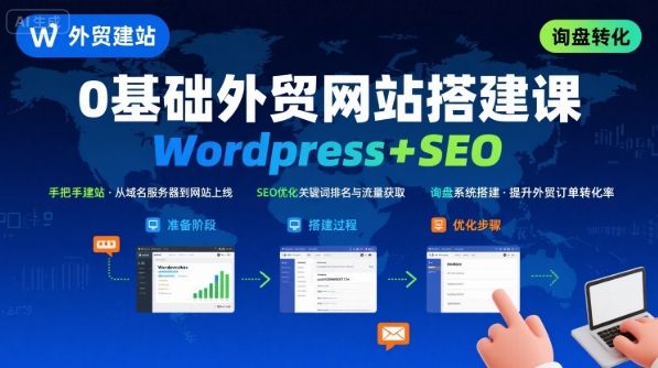 Wordpress外贸建站+SEO优化课程，手把手教你从0到1搭建可获得询盘的外贸网站 - 宏盛创业网-宏盛创业网