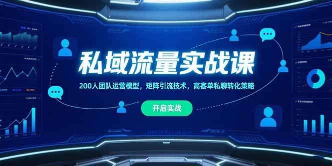 私域流量实战课，200人团队运营模型，矩阵引流技术，高客单私聊转化策略 - 宏盛创业网-宏盛创业网