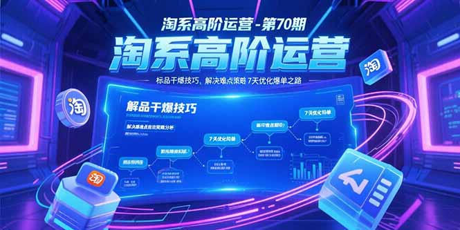 淘系高阶运营-第70期，标品干爆技巧，解决难点策略，大佬操盘方法 - 宏盛创业网-宏盛创业网